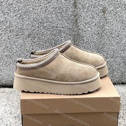 2026 Tasman Slippers Chestnut Fur Slides Sheepskin Shearling Tazz New Mules Women Men Ultra Mini Platform Boot Slip-on Shoes Suede Upper Comfort Fall Winter