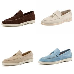 Casual Shoes Men's Walking Driving Unisex All Genuine Leather Loafer Sheepskin Suede Flat Women's Large