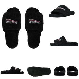 Fashion Sandals Wool integrated women men slippers with soft plush open toe fur slippers fuzzy and fluffy home shoes indoor outdoor slippers