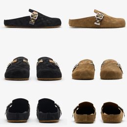 Designer New Clogs Sandals Women Mens Slippers Cork Flat Soft Suede Leather Outdoor Platform Fashion Slippers Leather Black Beach Casual Shoes