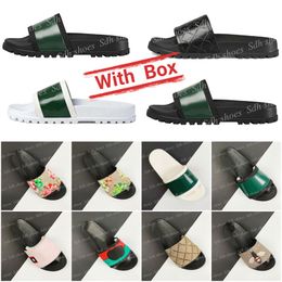 designer Sandals Italy Slippers paris New Rubber Slides Sandals Floral Brocade Women Men Slipper Flat Bottoms Flip Flops Womens Fashion Striped Beach size35-48