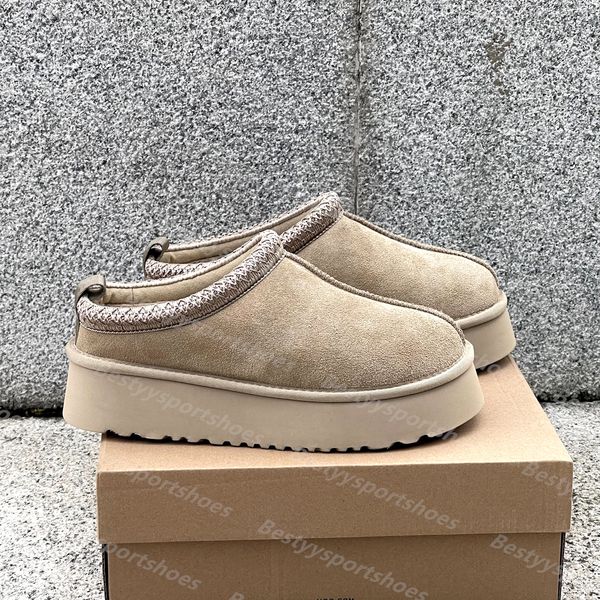 2026 Tasman Slippers Chestnut Fur Slides Sheepskin Shearling Tazz New Mules Women Men Ultra Mini Platform Boot Slip-on Shoes Suede Upper Comfort Fall Winter