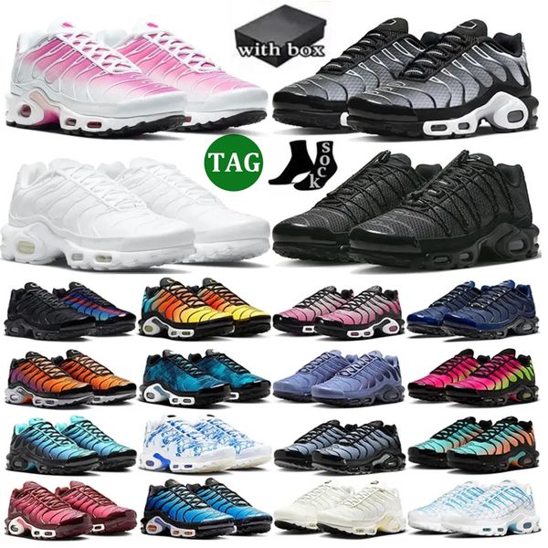 Designer Shoes Tn Plus Running Shoes Designer Sneakers Mens Womens Utility Triple Black White Blue Pink Bright Green Tns Trainers Walking Sports Size 36-46