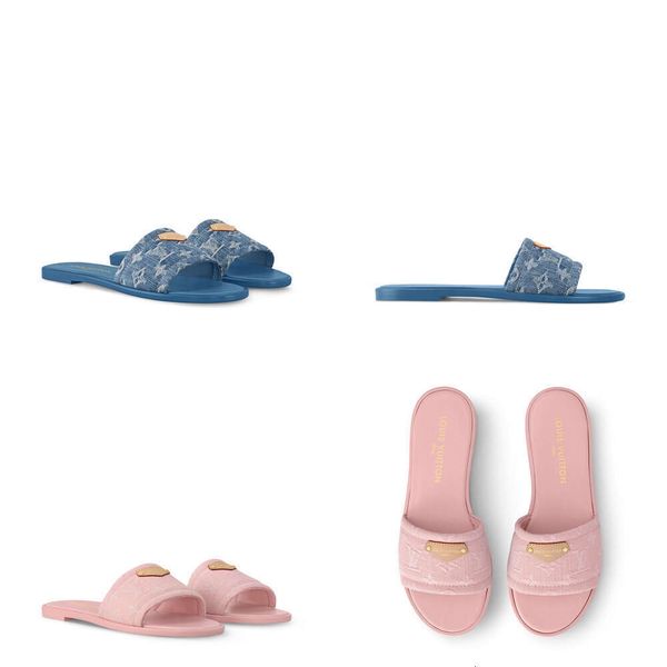 Designer Slippers sandals shoes summer luxury Dress Shoes Denim Mule Pink womens women Pumps Lady Sandal Classic Size 35-42